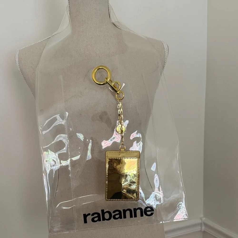 Paco Rabanne |Transparent Tote | Gold Keychain Wallet Accent - Picture 3 of 7